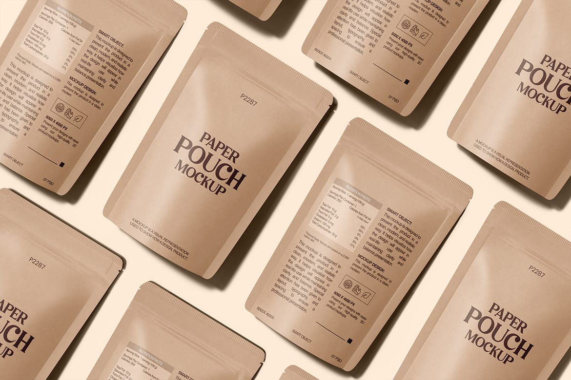 Kraft Paper Stand-Up Pouch Mockup
