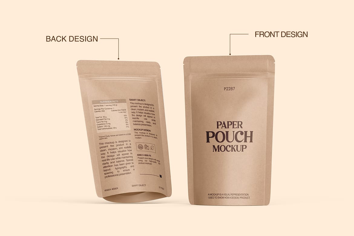 Kraft Paper Stand-Up Pouch Mockup