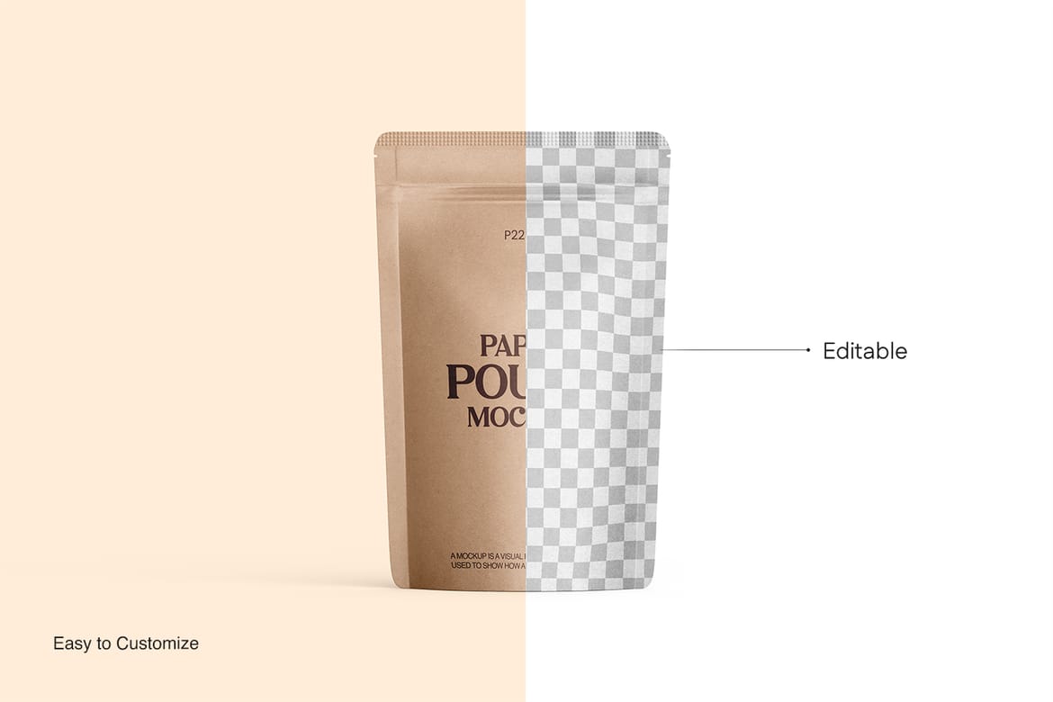 Kraft Paper Stand-Up Pouch Mockup