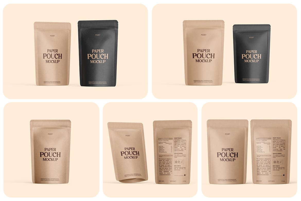 Kraft Paper Stand-Up Pouch Mockup