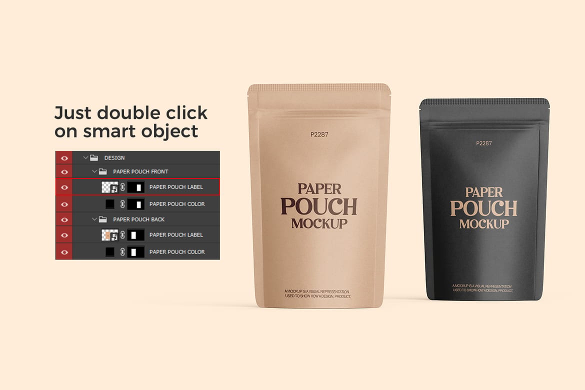 Kraft Paper Stand-Up Pouch Mockup