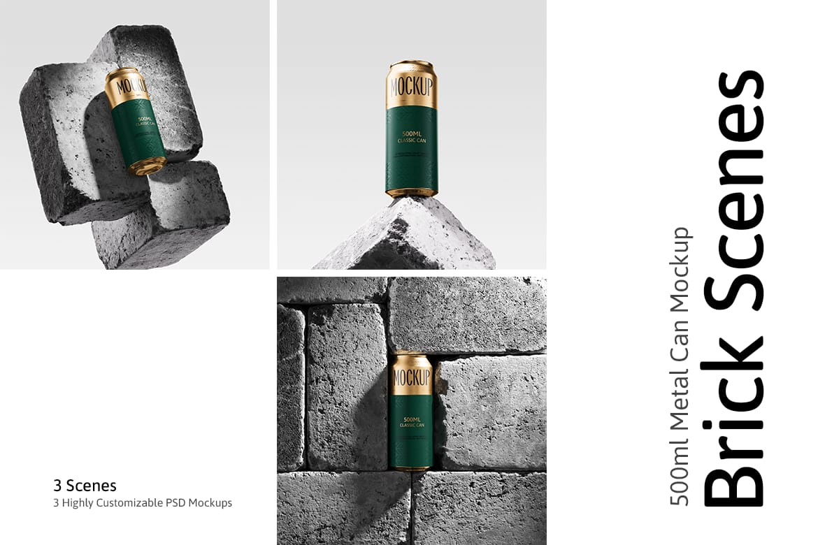 500ml Can Mockup | Brick Scene