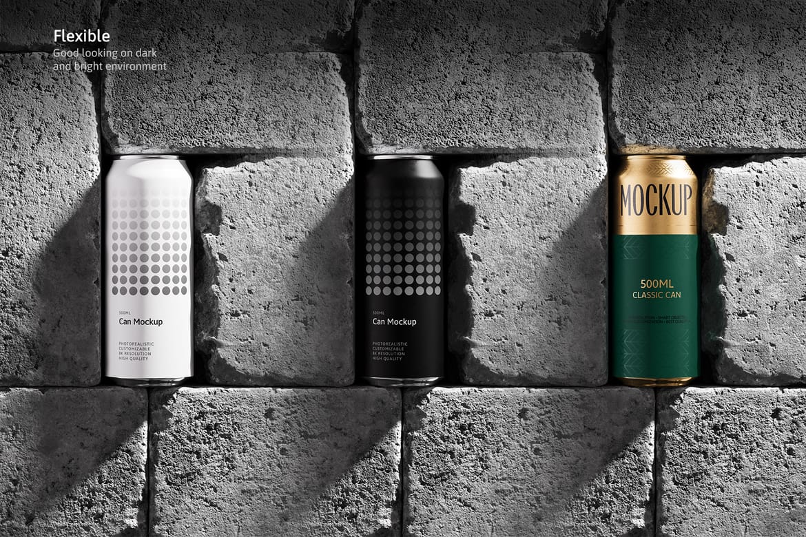 500ml Can Mockup | Brick Scene