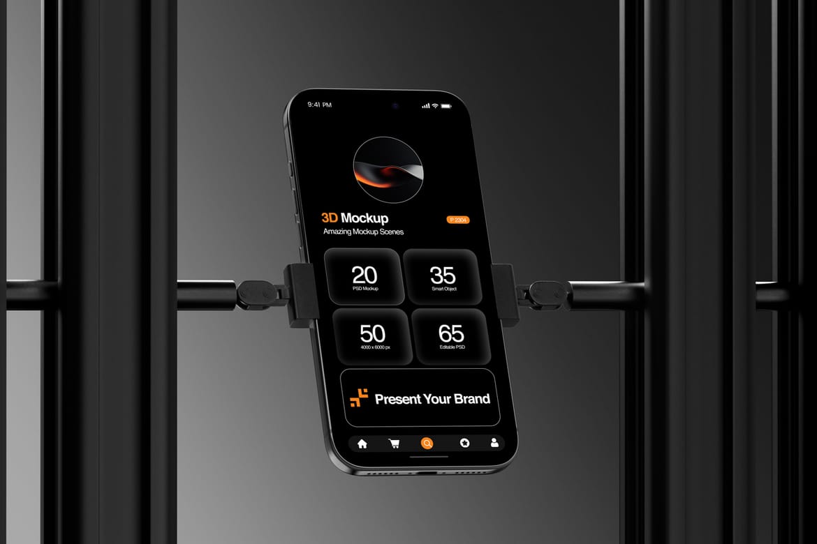 Industrial Dark Theme iPhone 17 Pro Mockup