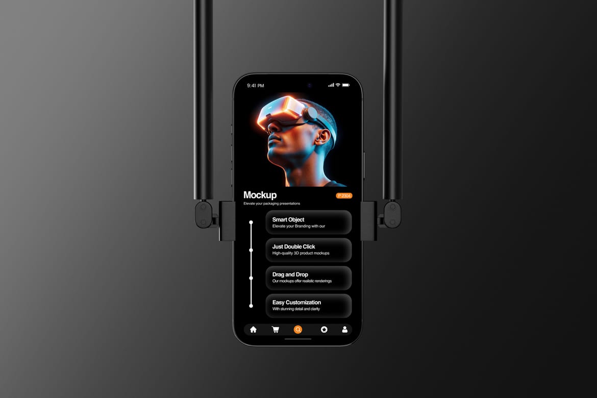 Industrial Dark Theme iPhone 17 Pro Mockup