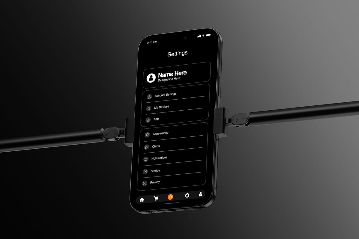 Industrial Dark Theme iPhone 17 Pro Mockup