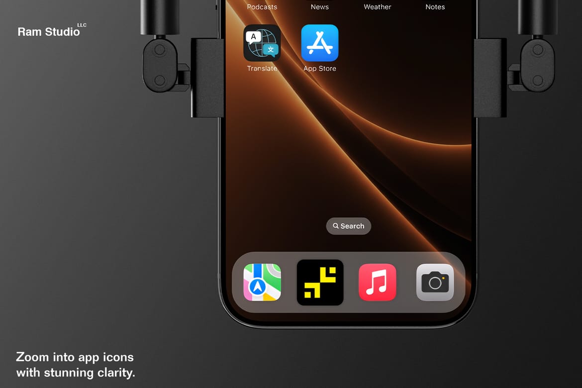 Industrial Dark Theme iPhone 17 Pro Mockup
