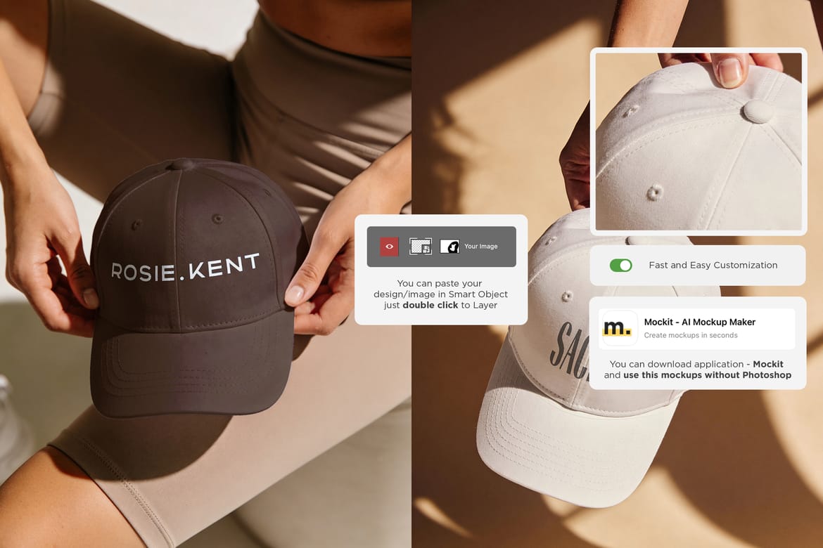 Aesthetic cap mockups