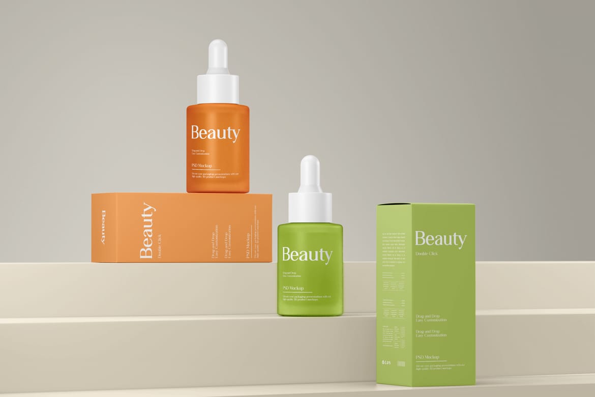 Frosted Serum Dropper Bottle Mockup