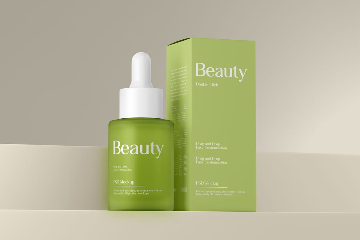 Frosted Serum Dropper Bottle Mockup