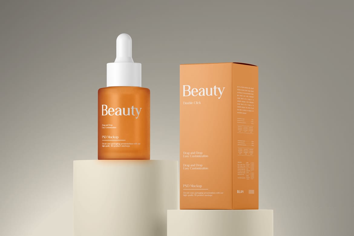 Frosted Serum Dropper Bottle Mockup