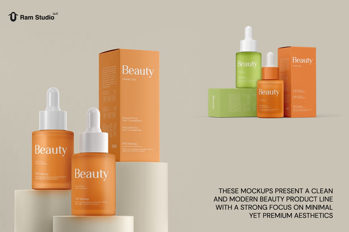 Frosted Serum Dropper Bottle Mockup
