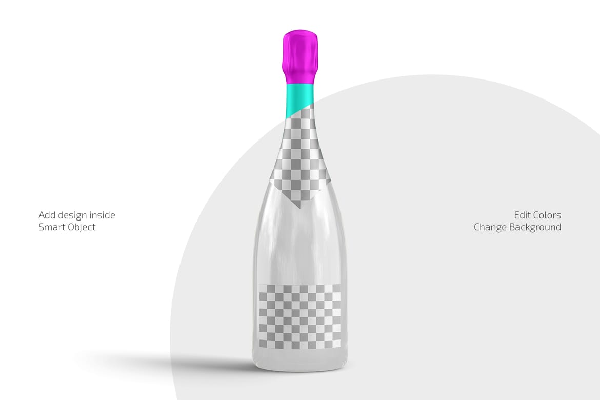 Glass Champagne Bottle Mockup Set