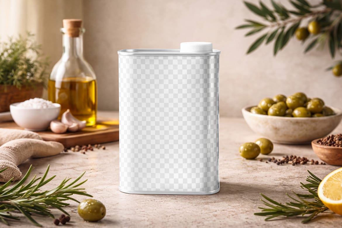 Oil Tin Can Mockup