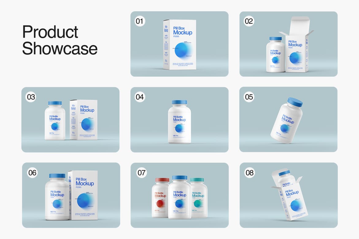 Pill Bottle and Box Packaging Mockup