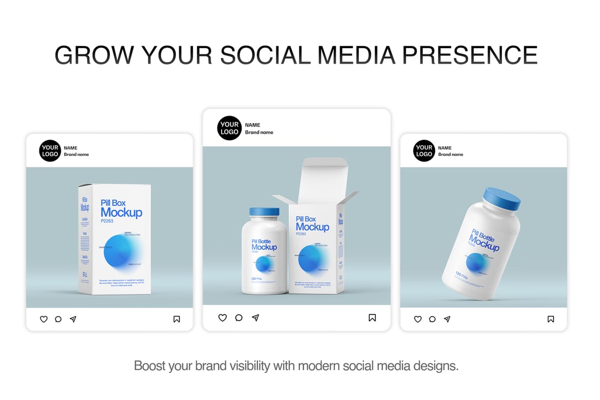 Pill Bottle and Box Packaging Mockup