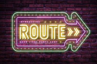 ROUTE - Neon Light Party Font