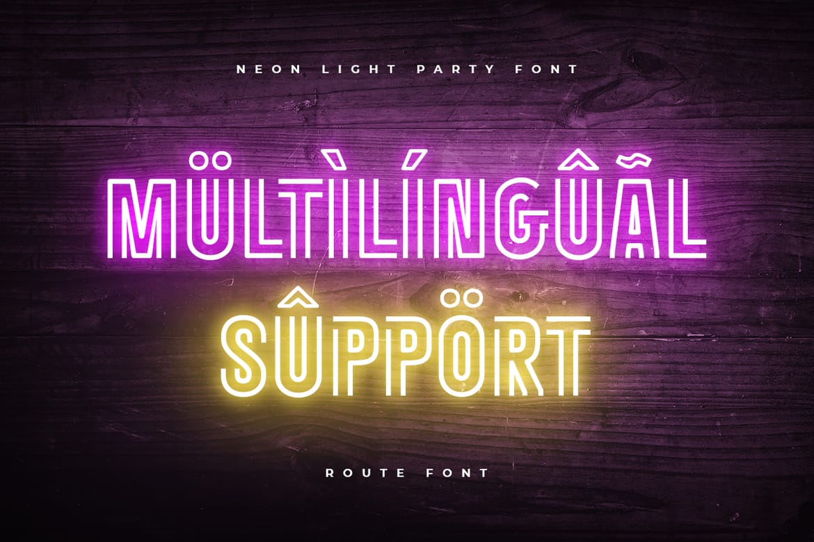 ROUTE - Neon Light Party Font