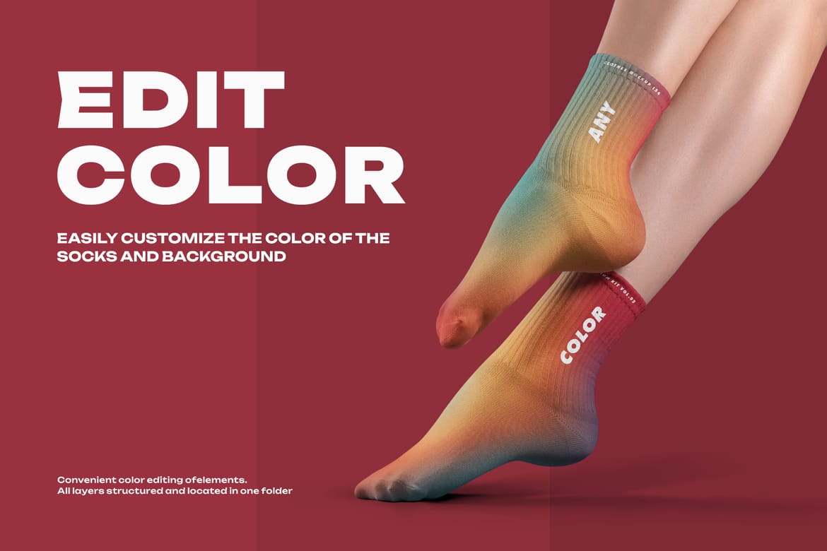   7 Medium Socks Mockup Set Female Legs