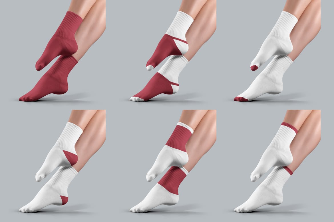   7 Medium Socks Mockup Set Female Legs