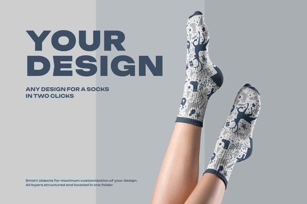   7 Medium Socks Mockup Set Female Legs