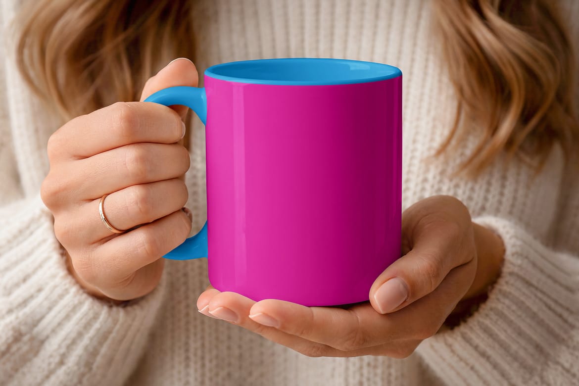 Hand Holding Mug Mockup