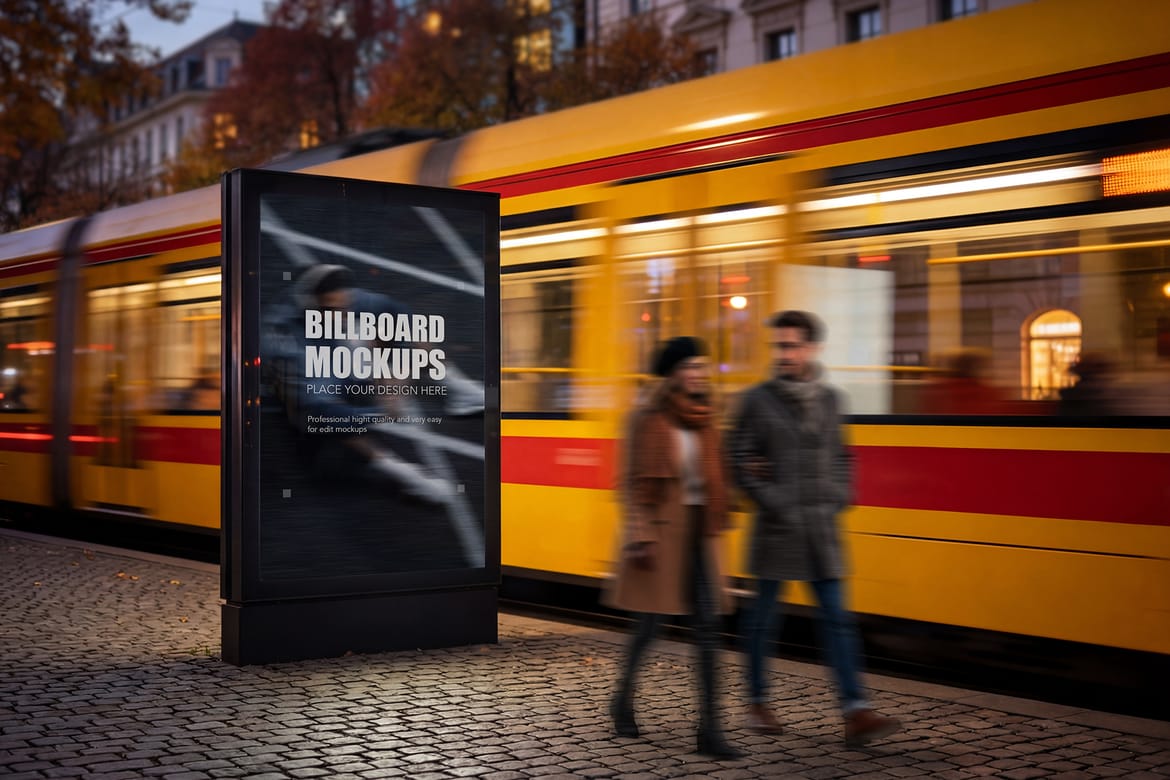 Night Advertising Billboard Mockups
