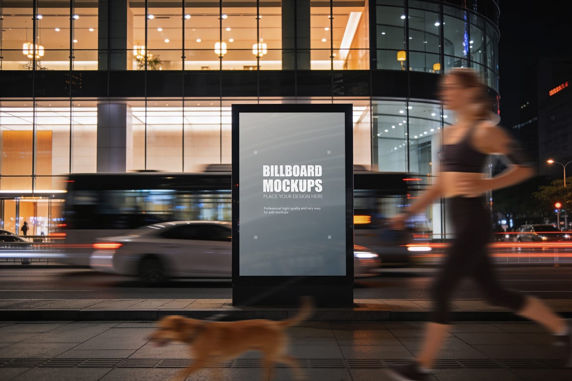 Night Advertising Billboard Mockups
