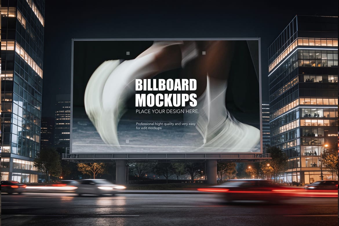 Night Advertising Billboard Mockups
