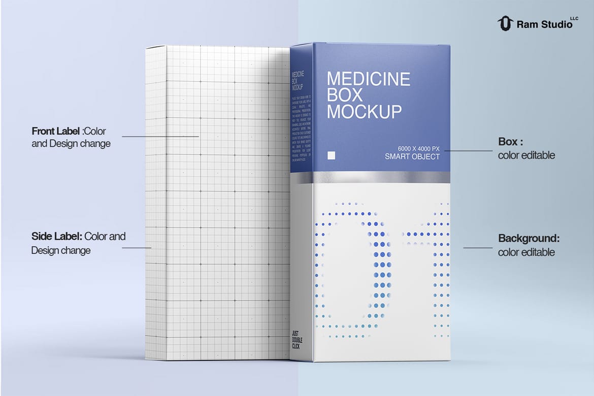 Standing Medicine Packaging Box Mockup