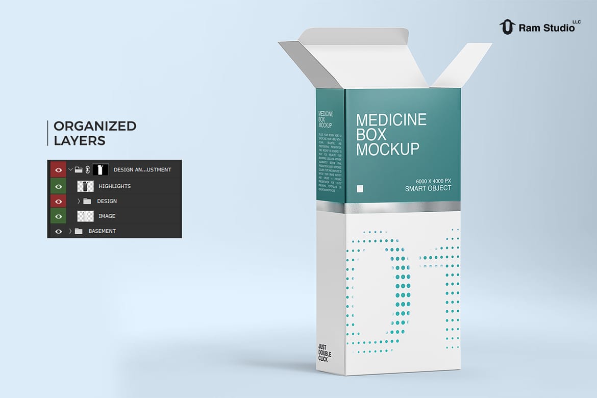 Standing Medicine Packaging Box Mockup