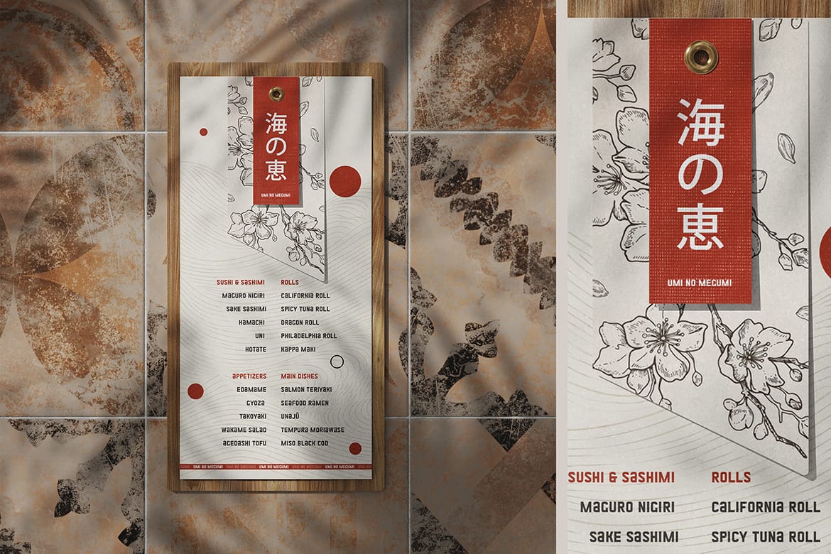 Tag-Style Menu with Eyelet Mockup