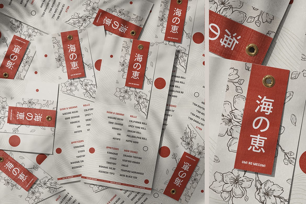 Tag-Style Menu with Eyelet Mockup