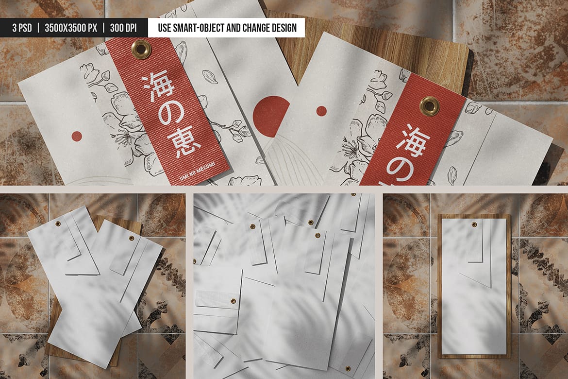 Tag-Style Menu with Eyelet Mockup