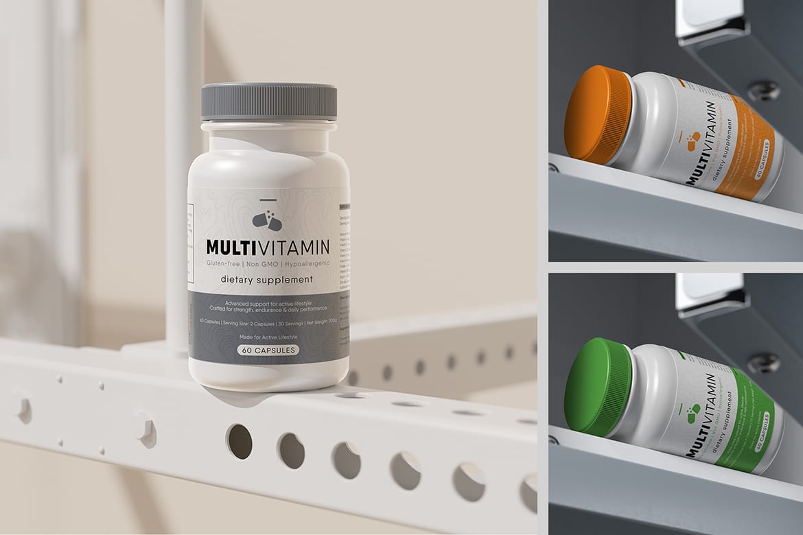 Fitness Supplement Bottle Mockup