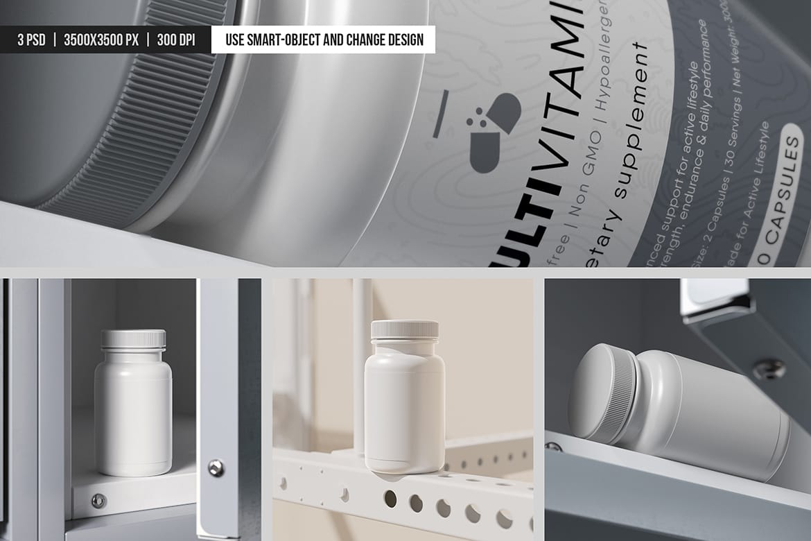 Fitness Supplement Bottle Mockup