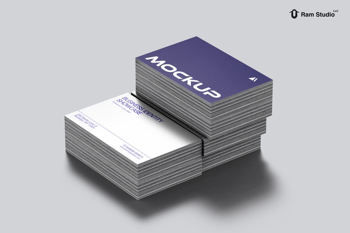 85x55mm Business Card Stack Mockup
