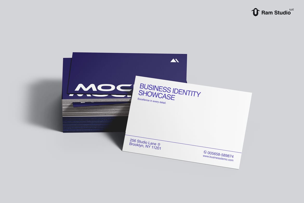 85x55mm Business Card Stack Mockup
