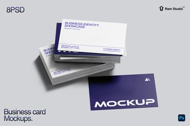 85x55mm Business Card Stack Mockup