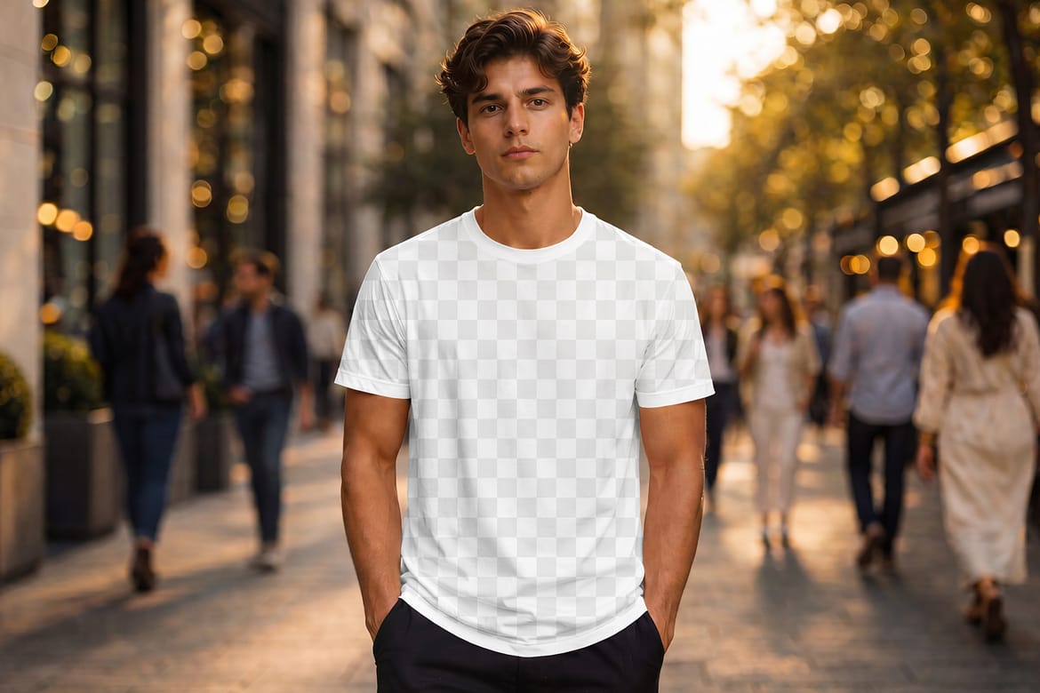 Street Cool Boy wearing T-Shirt Mockup