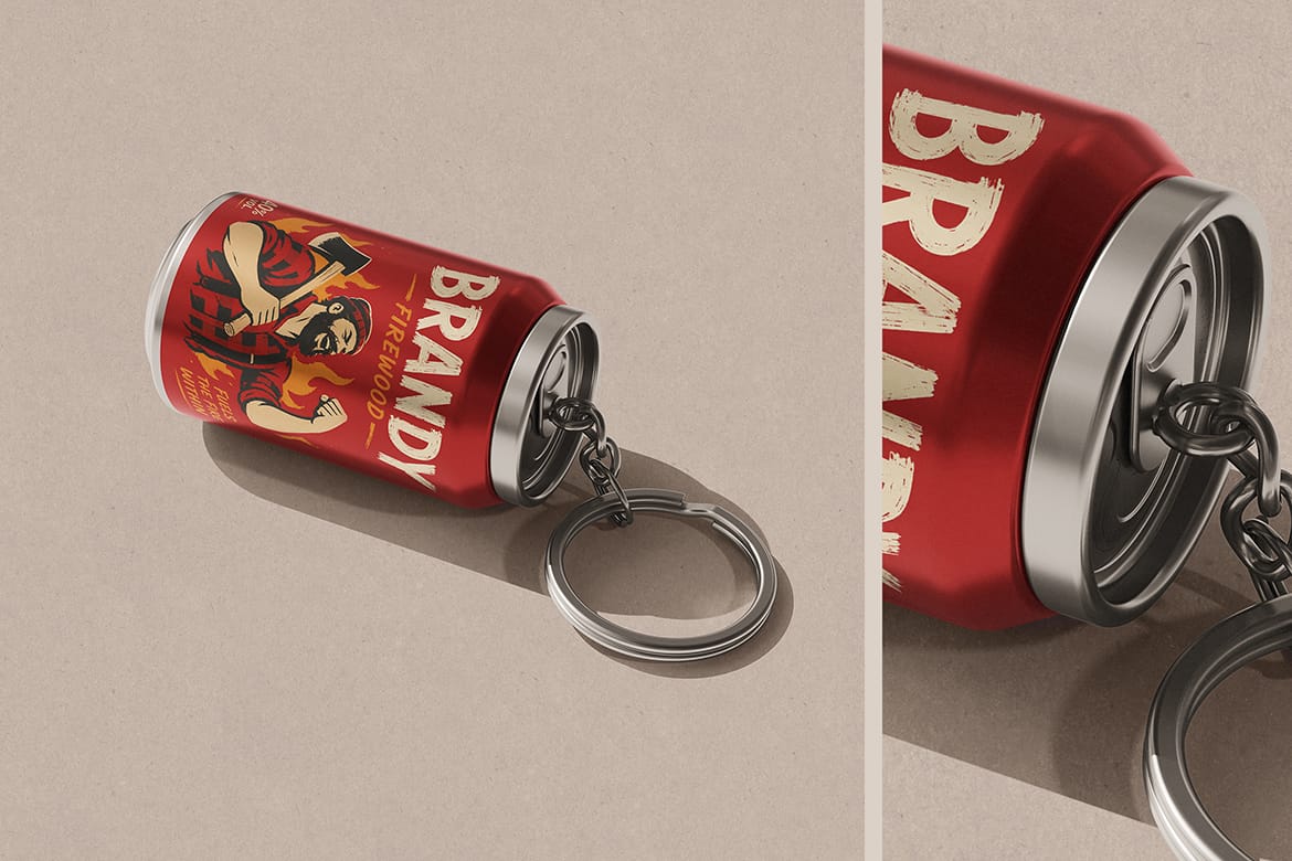 Soda Can Keychain Mockup