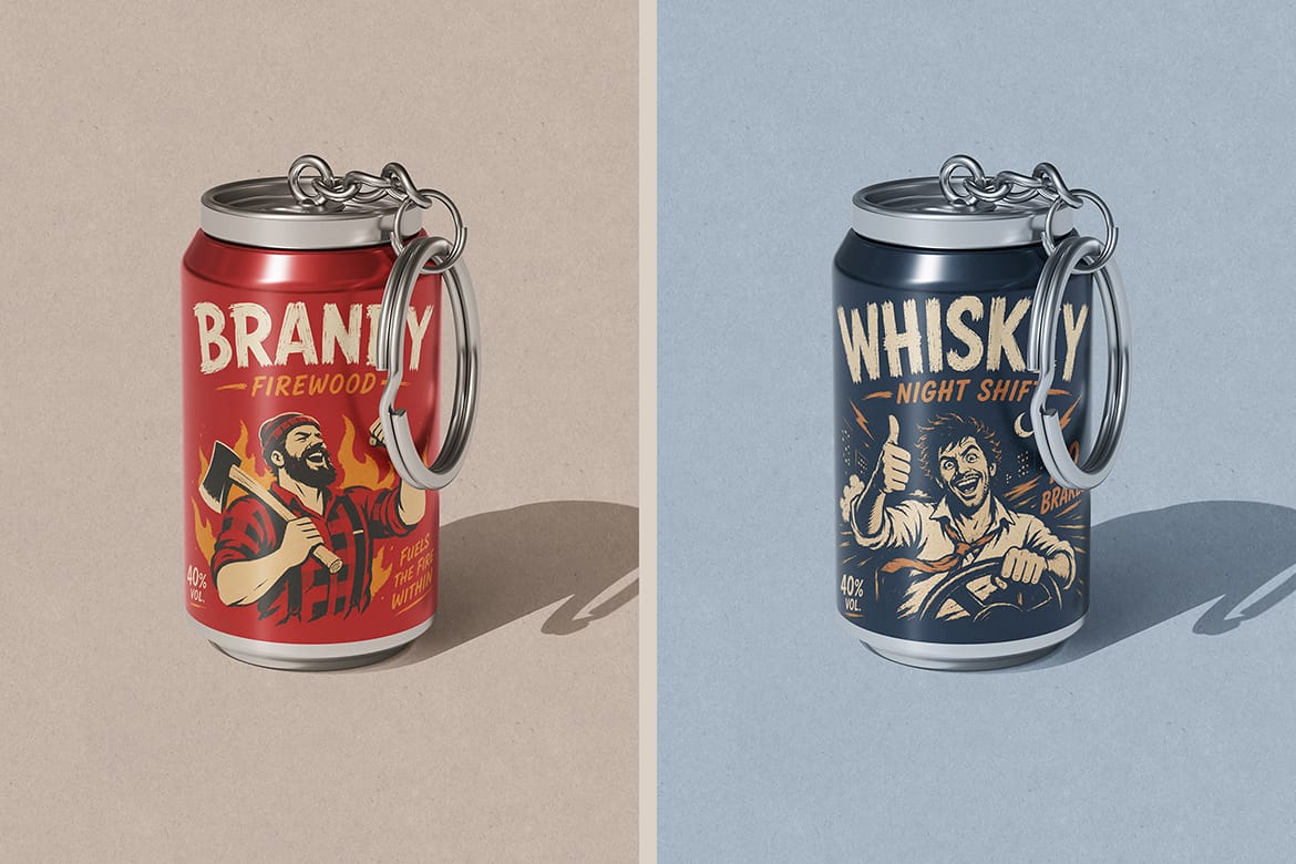 Soda Can Keychain Mockup