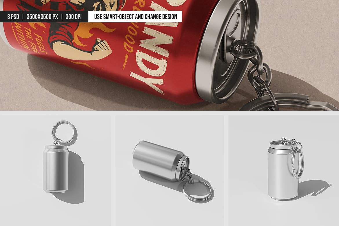 Soda Can Keychain Mockup