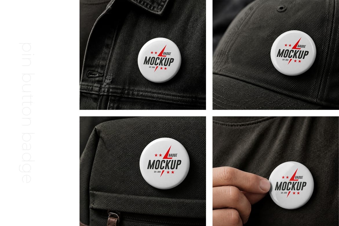Pin Button Badge Mockup Set