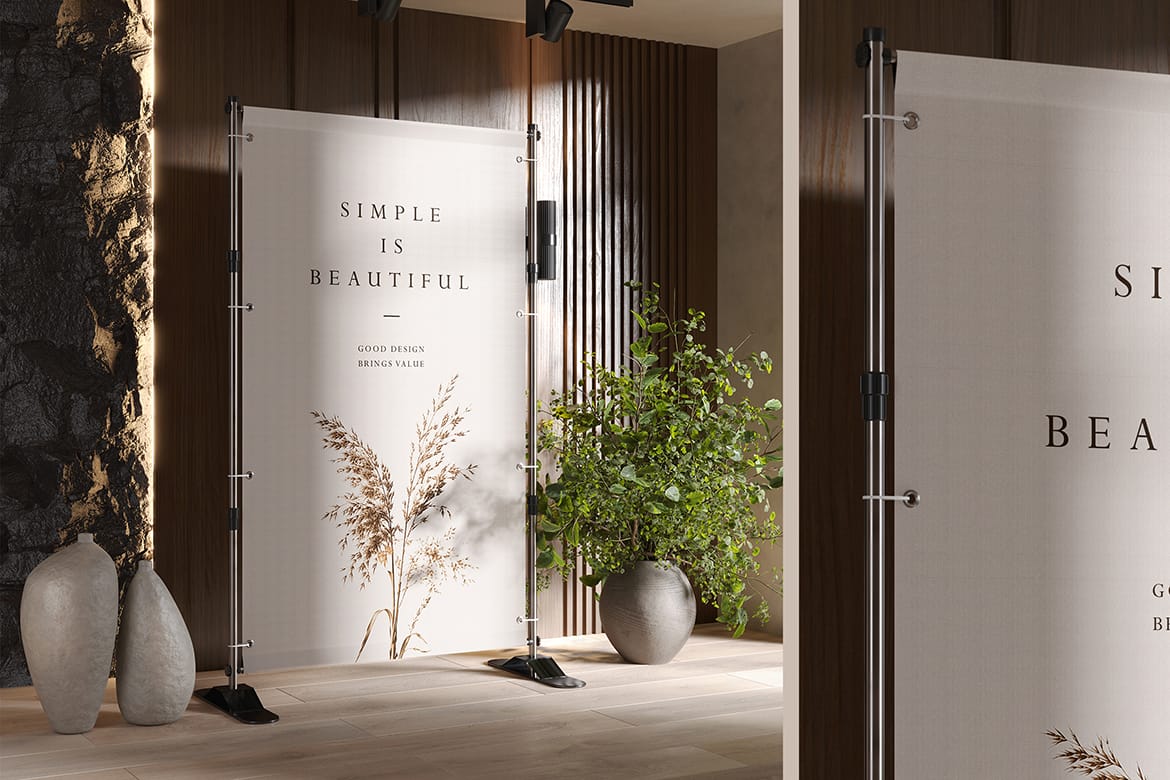 Indoor Telescopic Event Banner Stand Mockup