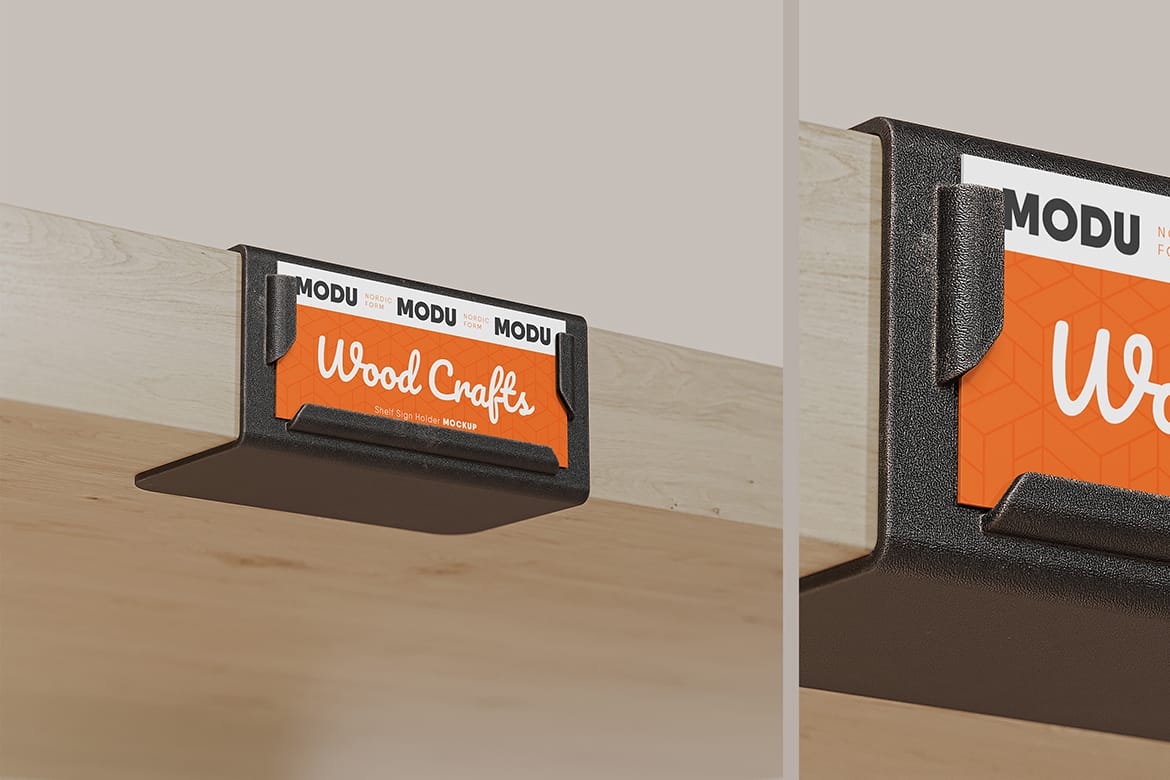Shelf Sign Holder Mockup