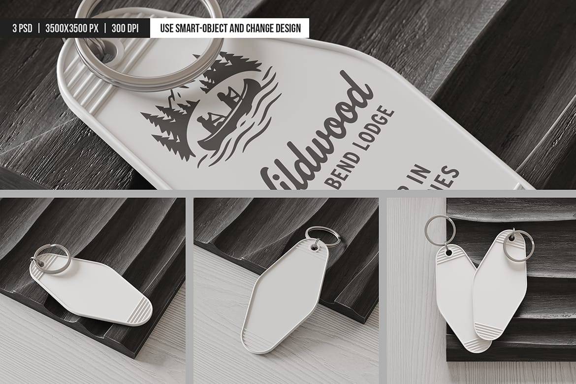 Vintage Hotel Key Tag Mockup