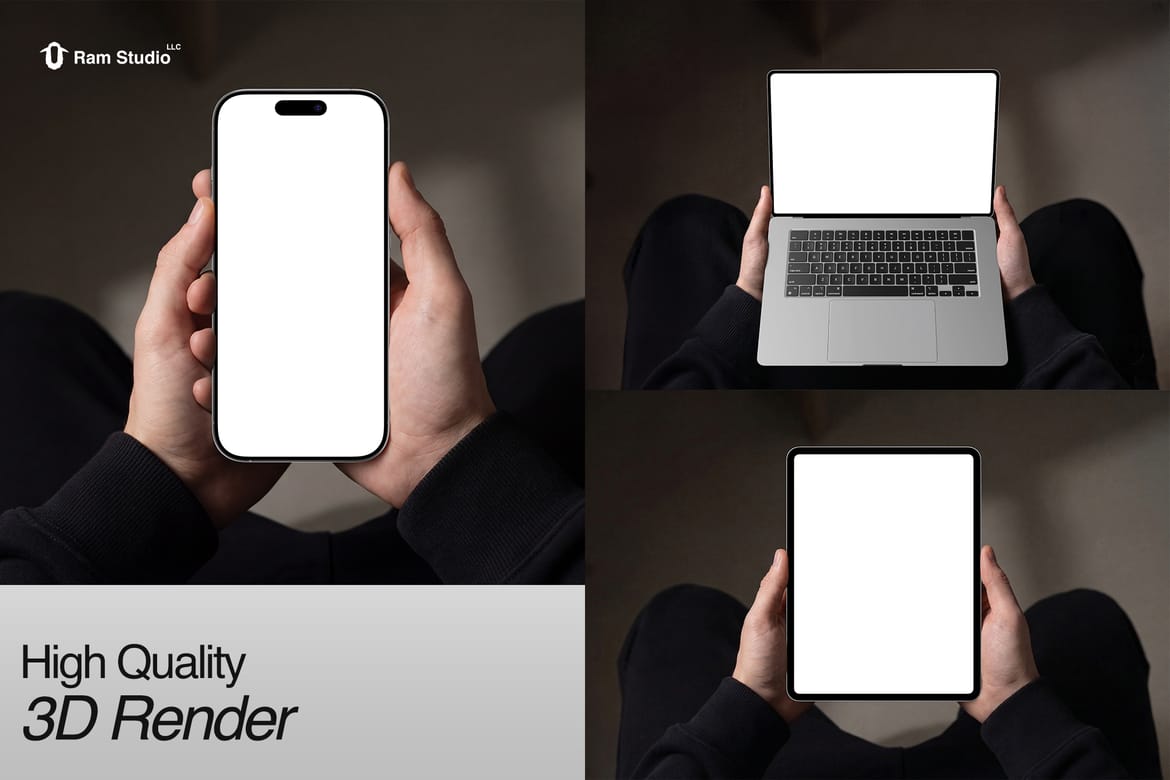 Hand Holding Device Mockup Scene