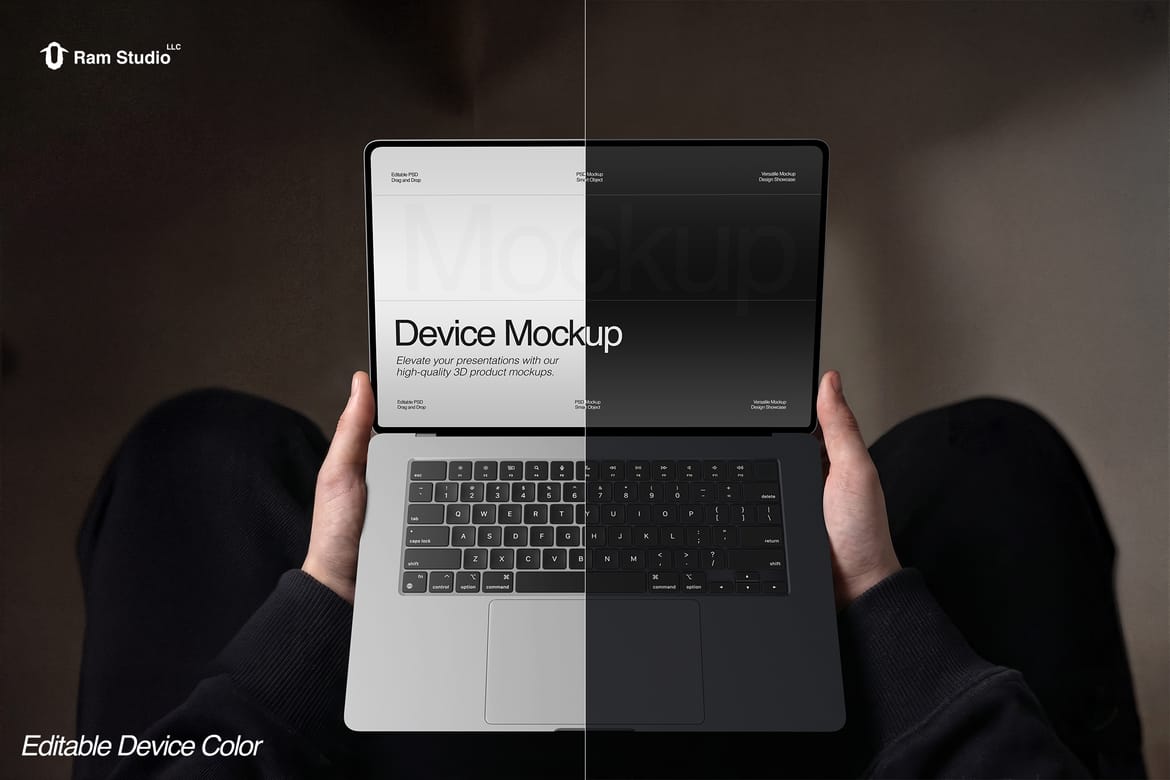 Hand Holding Device Mockup Scene