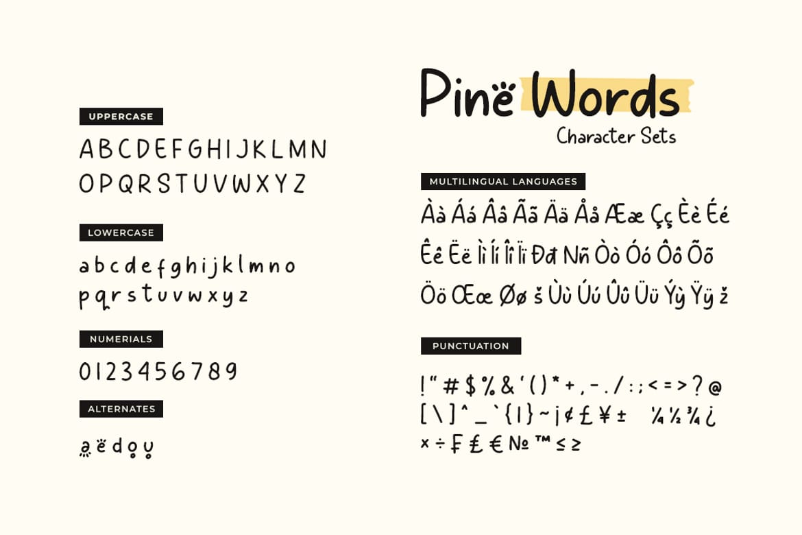 Pine Words Simple Handwritten Font